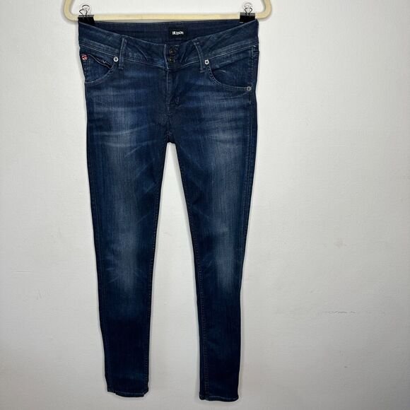 Hudson Collin Dark Blue Wash Low Rise Electric Clover Skinny Denim Jeans Size 26 - Picture 2 of 16